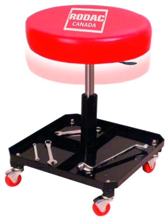 Siège Roulant Rouge Avec Plateau Noir 15"X15"X17.3"-4.72" Réglable