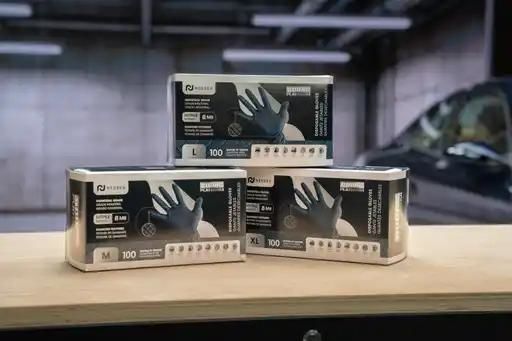 Industrial grade nitrile gloves with textured fingertips Black 8 Mil XX-Large (100 per Box)