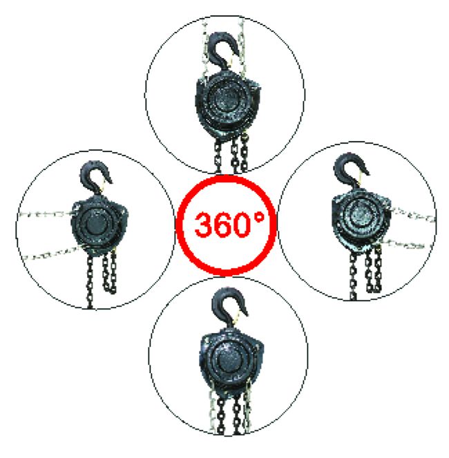 360 Degree Rotation Chain Grade G80 Hoist 1T 10'